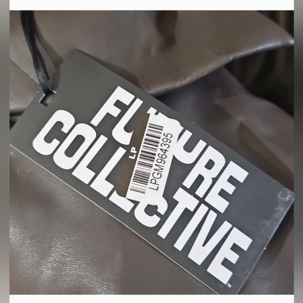 Future Collective Women's Faux Leather Puffer Jacket Dark Gray - Picture 8 of 10